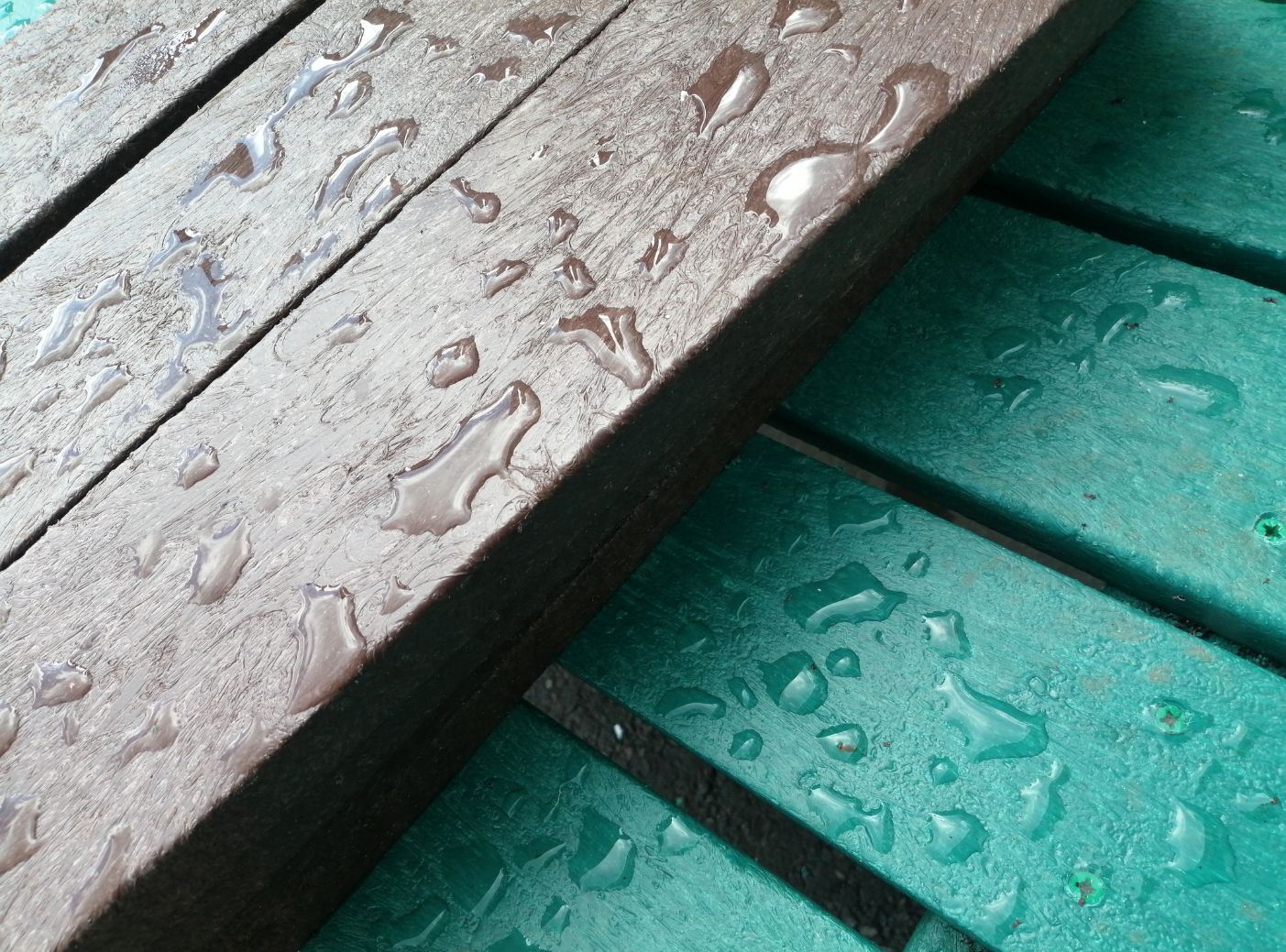 Water beading on Everwood planks